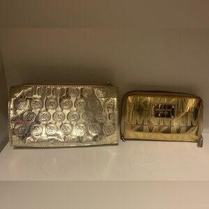 Michael Kors gold wallet and make up purse